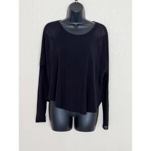 Joah Brown Relaxed Fit Sheer Dolman Long Sleeve Shirt Stretch Scoop Neck S/M